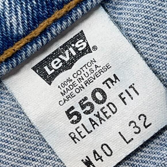 Levi’s 550 Jeans Men 38x32 Relaxed Fit Light Wash Made in USA Denim‎ Tag 40x32 - Picture 8 of 13